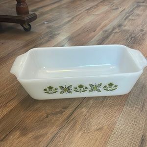 fire king meadow green loaf pan